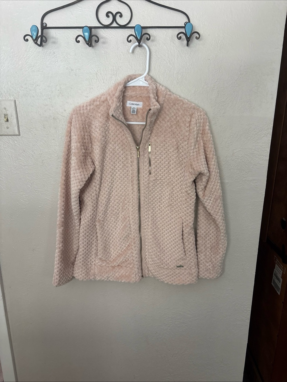 Calvin Klein Plush Teddy Jacket in Blush